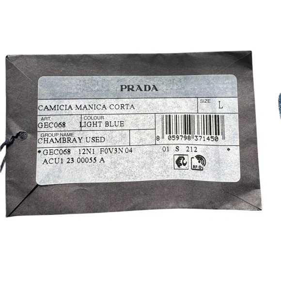 PRADA***Men’s Blue Denim Shirt***Large $2150 NWT - Picture 7 of 7